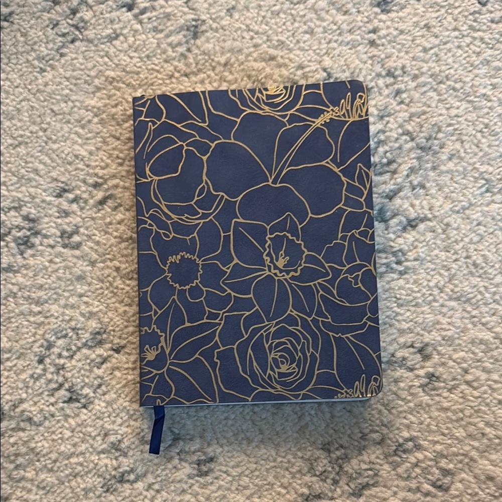 Floral Blue and Gold Notebook